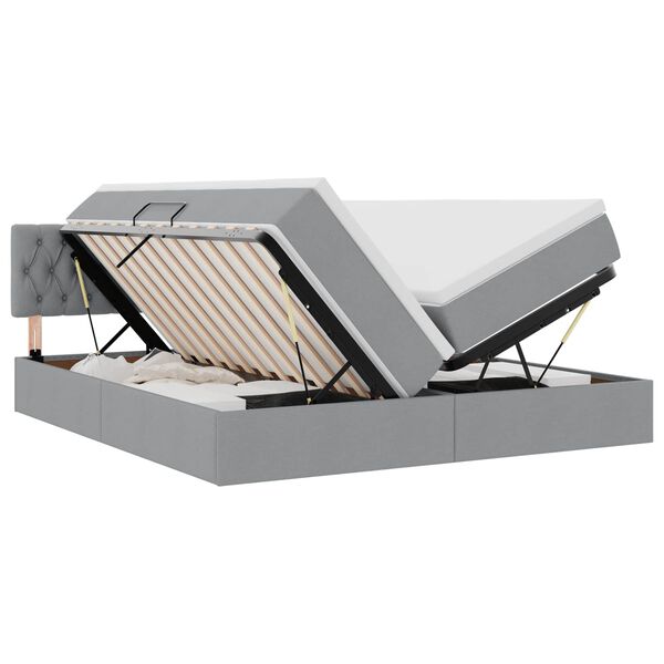 vidaXL Postelja s shranjevanjem Svetlo siva 200 x 200 cm Umjetno usnje