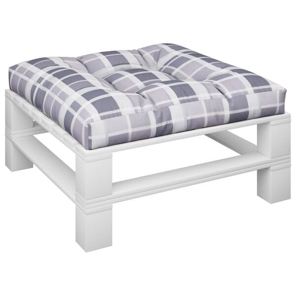 vidaXL Blazina za kavč iz palet siv karo vzorec 70x70x12 cm