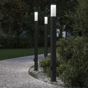 vidaXL Stebričke z vtičnico 3 kosi 110 cm črne IP44