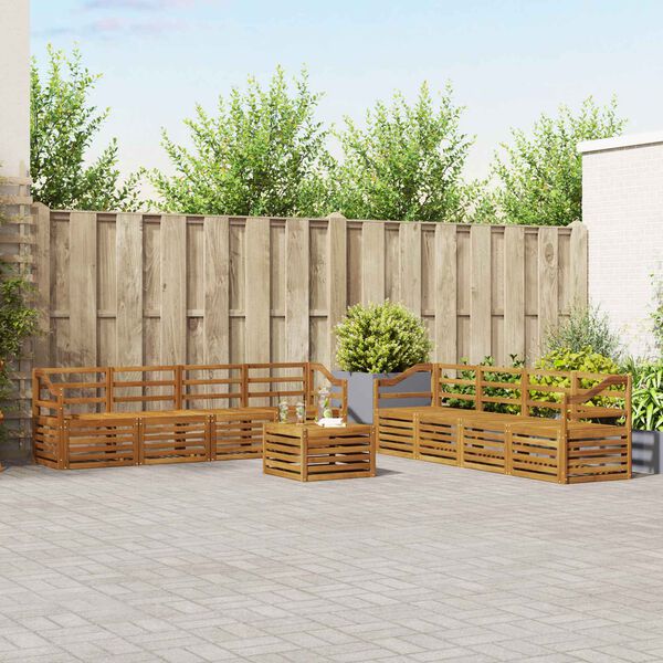 vidaXL Sedežne garniture 9 pcs Naravna Masiven les akacije