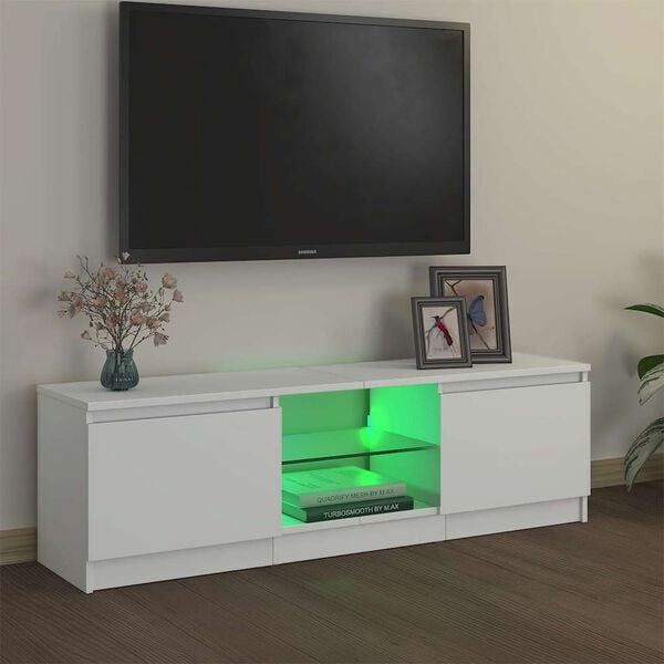 vidaXL TV omarica z LED lučkami bela 120x30x36 cm