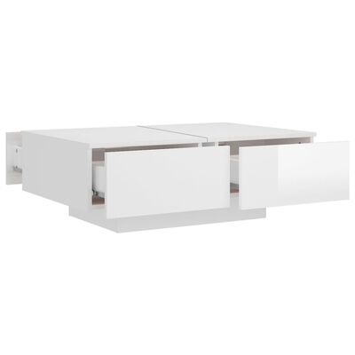 vidaXL Klubska mizica visok sijaj bela 90x60x31 cm iverna plošča