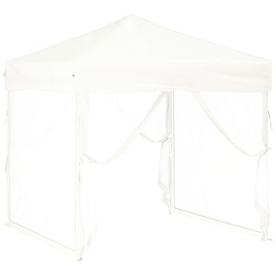 vidaXL Zložljiv vrtni šotor s stranicami bel 2x2 m