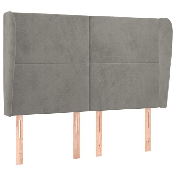 vidaXL Vzglavje z u&scaron;esi svetlo sivo 147x23x118/128 cm žamet