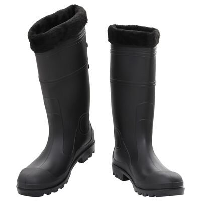 vidaXL Dežni škornji z odstranljivimi nogavicami črni velikost 44 PVC