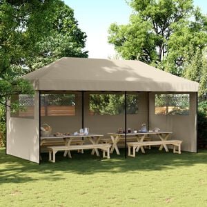 vidaXL Zložljivi pop-up &scaron;otor za zabave 3 stranice taupe