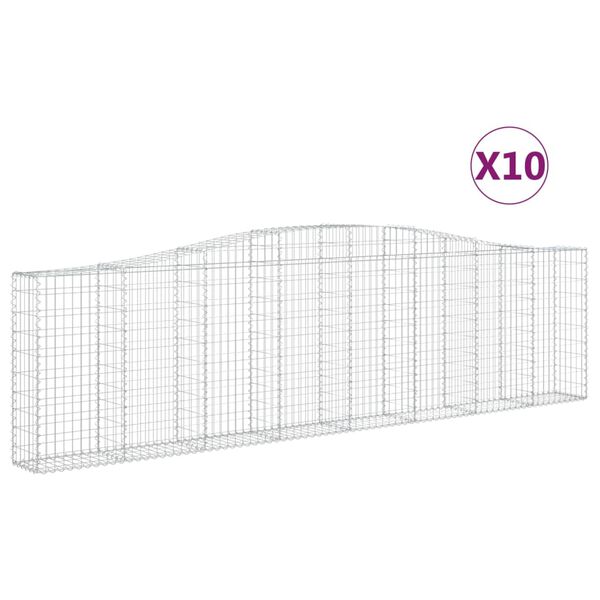 vidaXL Obokane gabion ko&scaron;are 10kosi 400x30x100/120 cm pocinkano železo