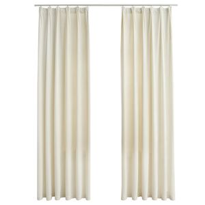 vidaXL Zatemnitvene zavese 2 kosa z obe&scaron;ali žametne krem 140x245 cm