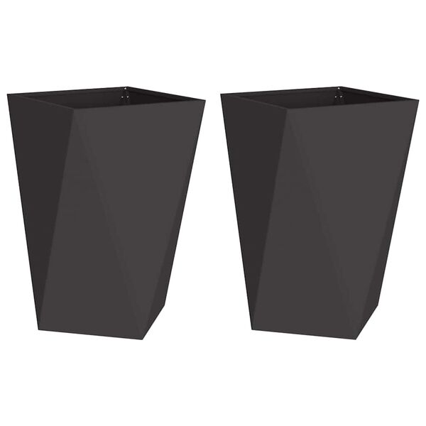 vidaXL Cvetlično korito 2 pcs Črna 50 x 50 x 75 cm Jeklo