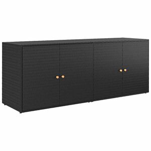 vidaXL Vrtna omara za shranjevanje črna 198x55,5x80 cm poli ratan