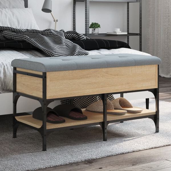 vidaXL Klop za čevlje sonoma hrast 82x42x45 cm inženirski les