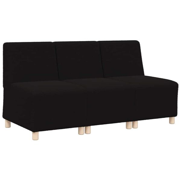 vidaXL Modularna sofa enota brez naslonov 3 pcs Črna 55 x 74 x 82 cm