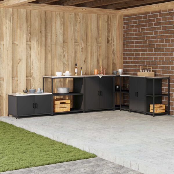 vidaXL Shramba za kuhinjo s polico Črna 60 x 50 x 92 cm Jeklo