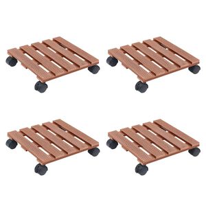 vidaXL Voziček za rastline 4 kosi rjave barve 30x30x7,5 cm WPC
