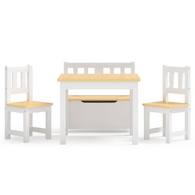 vidaXL 3-delni komplet otroške mize in stolov bel in bež MDF