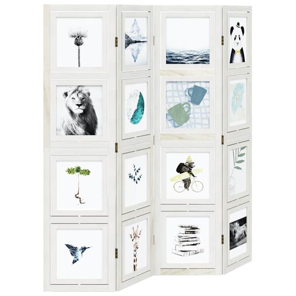 vidaXL Paravan 4-delni bel trden les pavlovnije