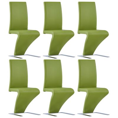 vidaXL Jedilni stoli cikcak oblike 6 kosov zeleno umetno usnje