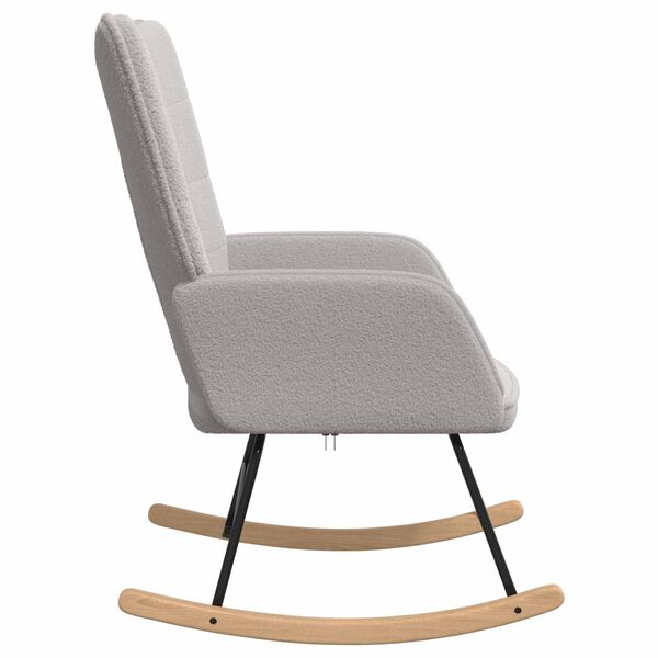 vidaXL Zibajoči stol Svetlo siva Sherpa tkanina