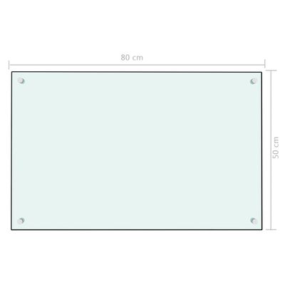 vidaXL Kuhinjska zaščitna obloga bela 80x50 cm kaljeno steklo