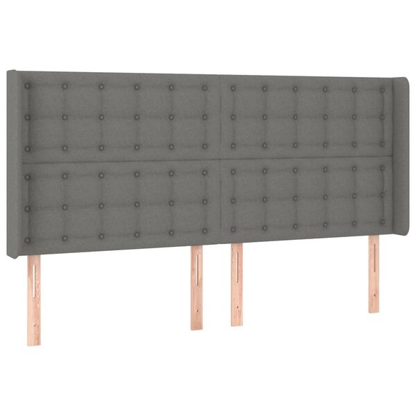 vidaXL Vzglavje z ušesi temno sivo 203x16x118/128 cm blago