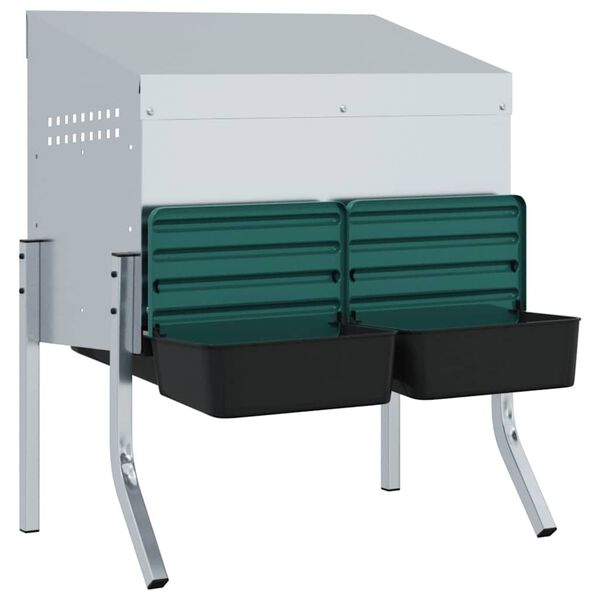 vidaXL Gnezdi&scaron;če za pi&scaron;čance z 2 predelkoma in nogami iz pocinkanega jekla