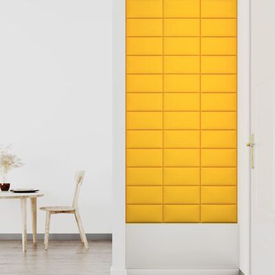 vidaXL Stenski paneli 12 kosov rumeni 30x15 cm žamet 0,54 m²