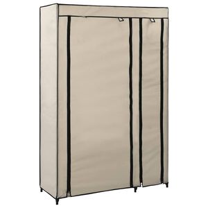 vidaXL Zložljiva garderobna omara blago 110x45x175 cm krem