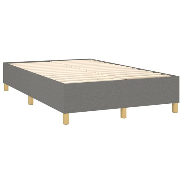 vidaXL Box spring postelja z vzmetnico temno siva 120x200 cm blago