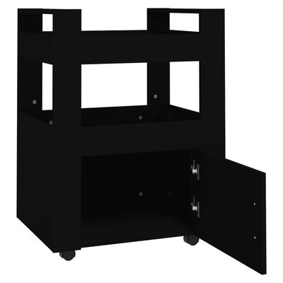 vidaXL Kuhinjski voziček črn 60x45x80 cm inženirski les