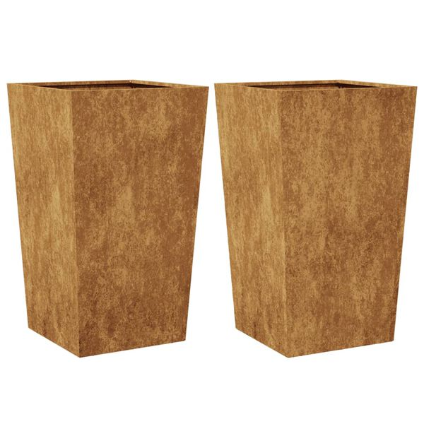 vidaXL Garden Planters 2 kosa 45x45x75 cm Weathering Steel