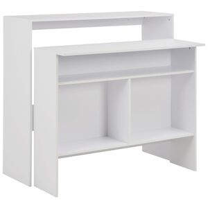 vidaXL Barska miza z 2 povr&scaron;inama 130x40x120 cm bela