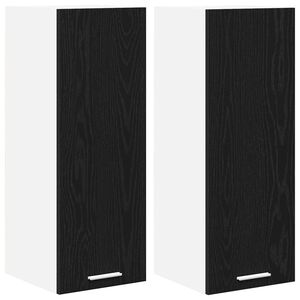 vidaXL Viseča omarica z vrati 2 pcs Črni hrast in bela 30 x 31 x 80 cm