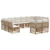 vidaXL Zunanja garnitura za sedenje 12 pcs Naravna in krem bela