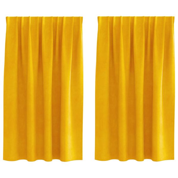 vidaXL Zatemnitvene zavese 2 pcs Gorčična rumena 140 x 140 cm Žamet