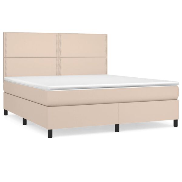 vidaXL Box spring postelja z vzmetnico kapučino 180x200cm umetno usnje