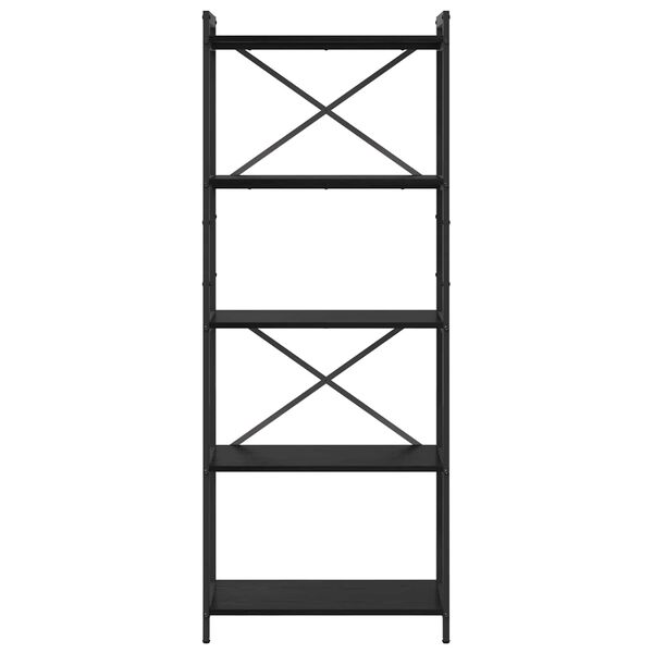 vidaXL Knjižna polica Črna Orehovina 60 x 30 x 155 cm Konstruiran les