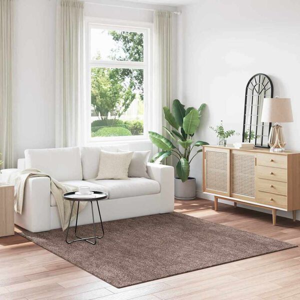 vidaXL Antiskluzna Shaggy Preproga Rjava 200 x 200 cm PP