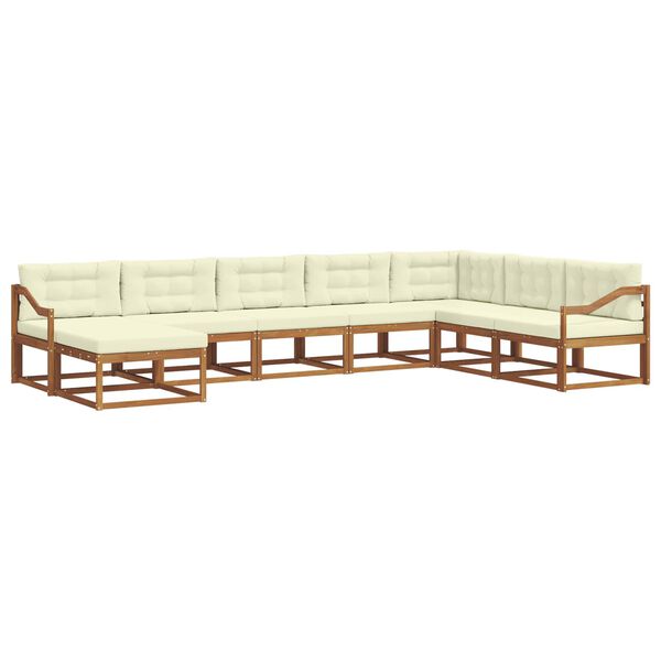 vidaXL Zunanja garnitura za sedenje z blazino 8 pcs Naravna in smetana