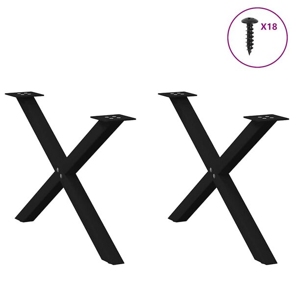 vidaXL Noge za klubsko mizico v obliki črke X, 2 kosa, črne, 70 x (42-43) cm, jeklo