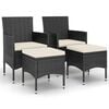 vidaXL Vrtni stoli in stolčki 4-delni komplet poli ratan črne barve