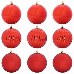 vidaXL Set božičnih kroglic XL 9 kos Rdeča &Oslash; 15 cm Plastika