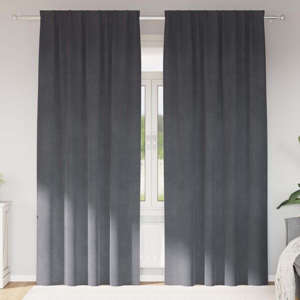 vidaXL Zatemnitvene zavese 2 pcs Svetlo siva 140 x 225 cm Žamet