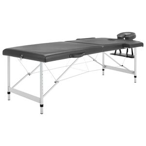 vidaXL Masažna miza z 2 conama aluminijast okvir antracitna 186x68 cm