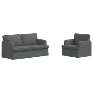 vidaXL Kavčna garnitura 2 pcs Temno siva 162 x 80 x 85 cm blago