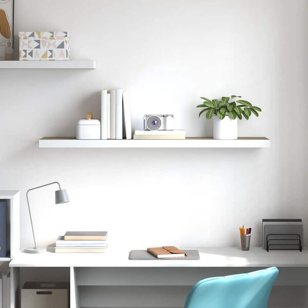 vidaXL Stenska polica barva hrasta in bela 120x23,5x3,8 cm MDF