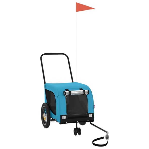 vidaXL Kolesarska prikolica za hi&scaron;ne ljubljenčke modra in črna