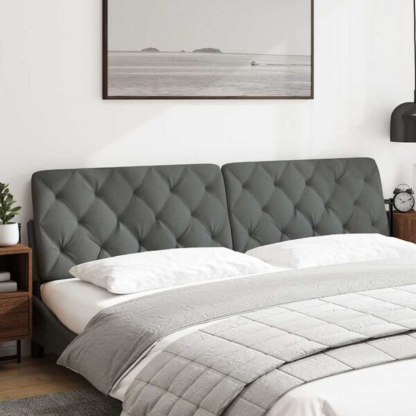 vidaXL Blazina za vzglavje temno siva 200 cm blago