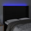 vidaXL LED posteljno vzglavje črno 147x16x118/128 cm umetno usnje