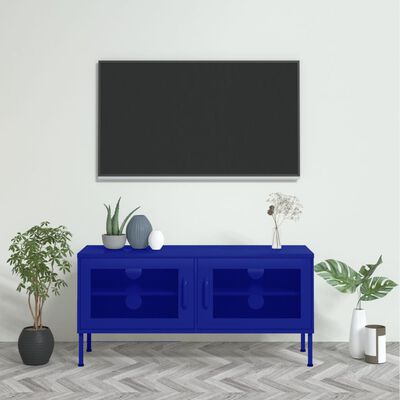 vidaXL TV omarica mornarsko modra 105x35x50 cm jeklo