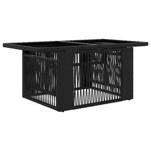 vidaXL Vrtna miza Črna 100 x 55 x 37 cm PE Ratan in Steklo